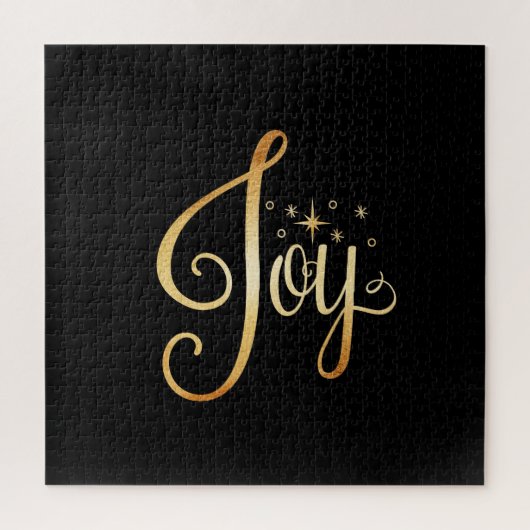 "Joy" Black Gold Script Elegante Urlaubsspass Fami Puzzle (Vertikal)