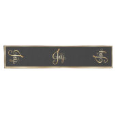 "Joy" Black Gold Script Elegante Weihnachtsfeierta Kurzer Tischläufer (Horizontal)