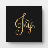 "Joy" Black Gold Script Eleganter Urlaub Fotoplatte (Vorderseite)