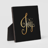 "Joy" Black Gold Script Eleganter Urlaub Fotoplatte (Vorderseite)