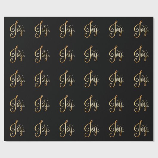 "Joy" Black Gold Script Eleganter Urlaub Geschenkpapier (Flach)