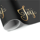 "Joy" Black Gold Script Eleganter Urlaub Geschenkpapier (Rolleneckpunkt)