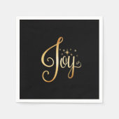 "Joy" Black Gold Script Eleganter Urlaub Serviette (Vorderseite)