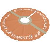 Joy Blessing Muted Sage Green Orange Christmas Polyester Weihnachtsbaumdecke (Schrägansicht)