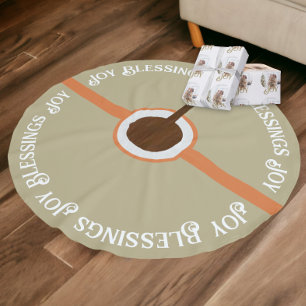 Joy Blessing Mutes Sage Green Orange Weihnachten Polyester Weihnachtsbaumdecke