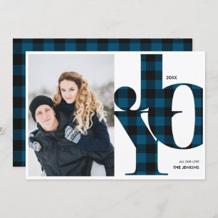 Joy Blue Buffalo Kariert Foto Holiday Einladung