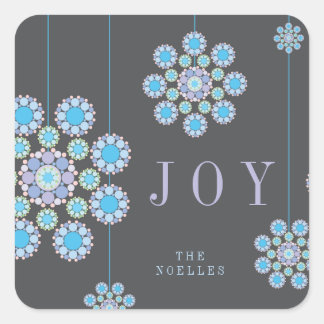 Joy Blue Festive Hanging Ornaments Eleganter Urlau Quadratischer Aufkleber