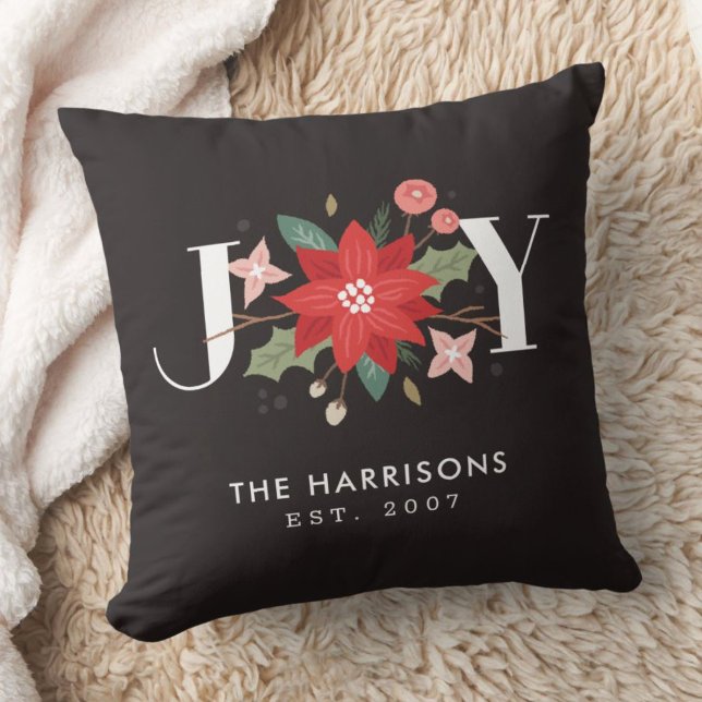 Joy Blüh Custom Floral Holiday Pillow - Black Kissen (Von Creator hochgeladen)