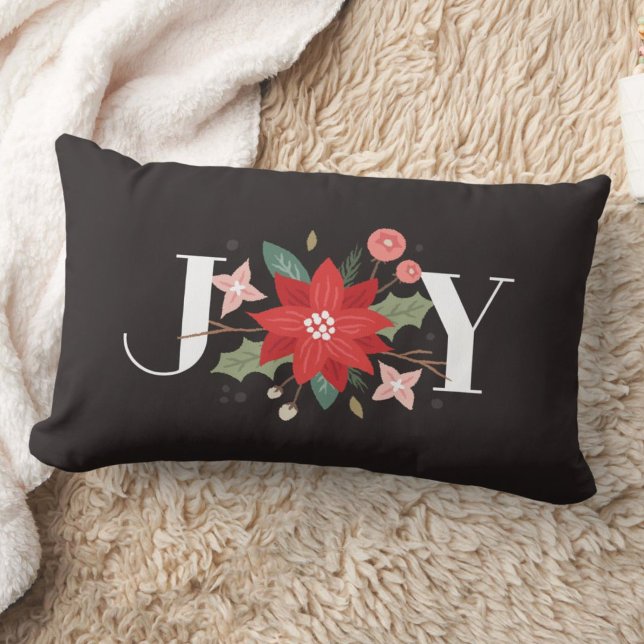 Joy Blüh Floral Holiday Lumbar Pillow - Black Lendenkissen (Von Creator hochgeladen)