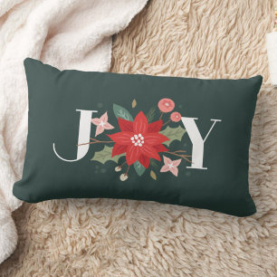 Joy Blüh Floral Holiday Lumbar Pillow - Green Lendenkissen