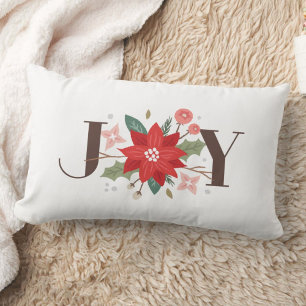 Joy Blüh Floral Holiday Lumbar Pillow - White Lendenkissen