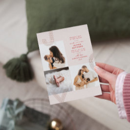 Joy Blush Birth Announcement Gold Foil Holiday Folien Feiertagskarte