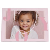 JOY Blush Pink Modern Christmas | Personalized Große Geschenktüte (Vorderseite)