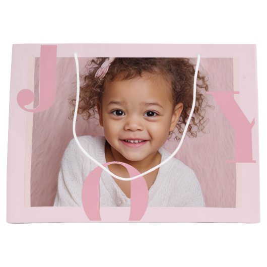 JOY Blush Pink Modern Christmas | Personalized Große Geschenktüte (Vorderseite)
