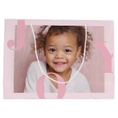 JOY Blush Pink Modern Christmas | Personalized Große Geschenktüte (Rückseite)