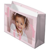JOY Blush Pink Modern Christmas | Personalized Große Geschenktüte (Vorderseite Schrägansicht)