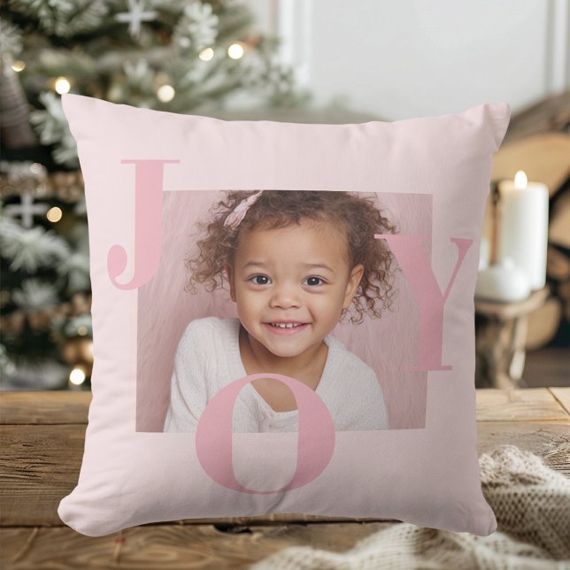 JOY Blush Pink Modern Christmas | Personalized  Kissen (Von Creator hochgeladen)