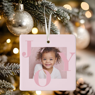 JOY Blush Pink Modernes Weihnachten Personalisie Keramikornament
