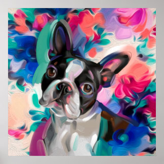 'Joy' Boston Terrier Dog Art Druck auf Papier Poster