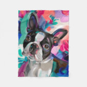Joy' Boston Terrier Dog Art Fleece Decke (Vorderseite)