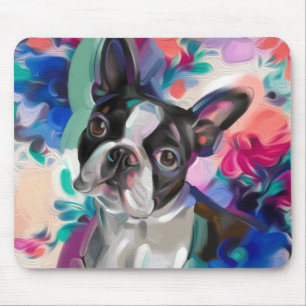 'Joy' Boston Terrier Dog Art Mouse Pad Mousepad