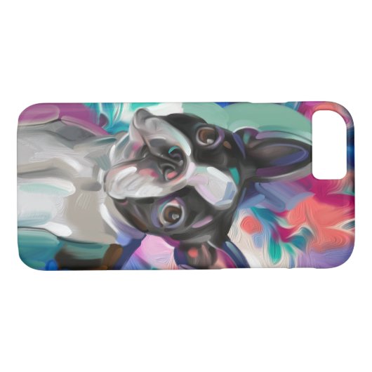 "Joy" Boston Terrier Dog Art Phone Case (Rückseite (Horizontal))
