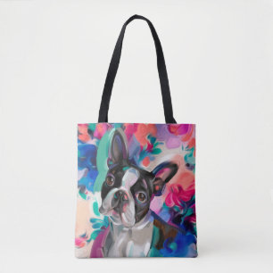 'Joy' Boston Terrier Hund Kunst Totasche Tasche