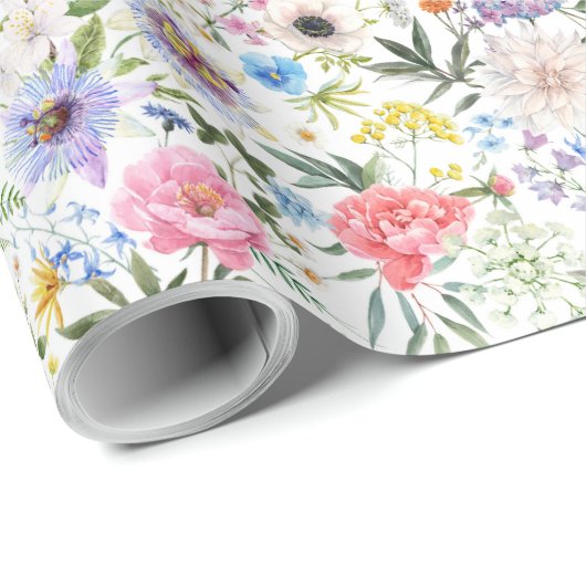 Joy Botanical Floral Festival Garden Muster Pink Geschenkpapier (Rolleneckpunkt)