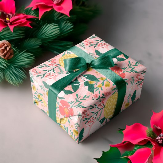 Joy Botanical Floral Festival Garden Muster Pink Geschenkpapier