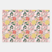 Joy Botanical Floral Festival Garden Muster Pink Geschenkpapier Set (Vorderseite)