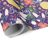 Joy Botanical Floral Festive Garden Muster Lila Geschenkpapier (Rolleneckpunkt)