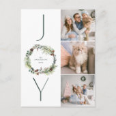JOY Botanical Pine Wreath Foto Collage Weihnachten (Vorderseite)