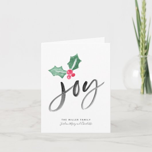 Joy Brush Script Holiday | Faltschachtel Karte (Vorderseite)