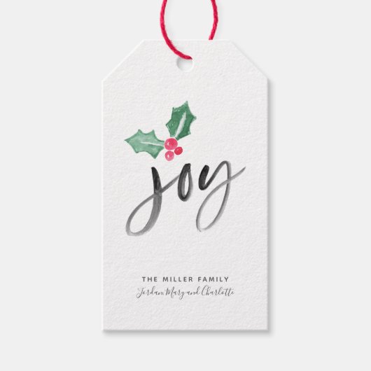Joy Brush Script Holiday | Weihnachten nach und vo Geschenkanhänger (Vorderseite)