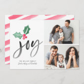 Joy Brush Script Holiday | Weihnachts-2-Foto-Karte (Vorne/Hinten)