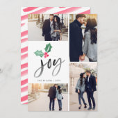 Joy Brush Script Holiday | Weihnachts-4-Foto-Karte (Vorne/Hinten)