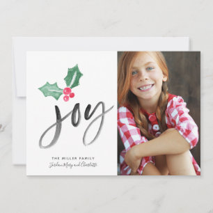 Joy Brush Script Holiday Weihnachts-Fotokarte