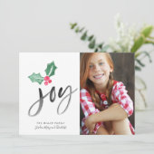 Joy Brush Script Holiday | Weihnachts-Fotokarte (Stehend Vorderseite)
