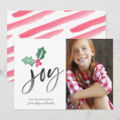 Joy Brush Script Holiday | Weihnachts-Fotokarte (Vorne/Hinten)