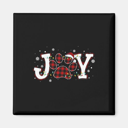 Joy Buffalo Red Kariert Dog Paw Print Christmas Or Magnet (Vorne)