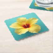 Joy Burst: Gelber Hibiskus Freude Untersetzer (angewinkelt)