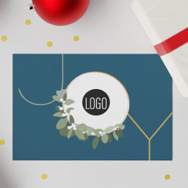 Joy Business Logo Happy Holidays Blue Custom Feiertagskarte