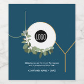 Joy Business Logo Happy Holidays Blue Weinetikett (Einzelnes Label)