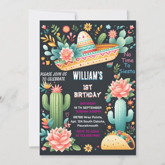 joy cactus niedlich uno taco first fiesta 1. Gebur Einladung (Vorderseite)