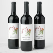 Joy Calligraphy I Watercolor Weihnachtsgebliebene Weinetikett (Flaschen)