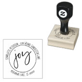 Joy Calligraphy Round Moderne Rücksendeadresse Gummistempel (Stempel)