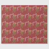 Joy Calligraphy Watercolor Weihnachtsgrün Geschenkpapier (Flach)