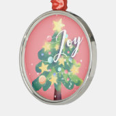 Joy Carton Christmas Tree Pink Metal Ornament (Links)
