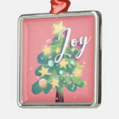 Joy Carton Christmas Tree Pink Metal Ornament (Links)