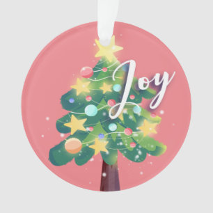 Joy Carton Christmas Tree Pink Ornament